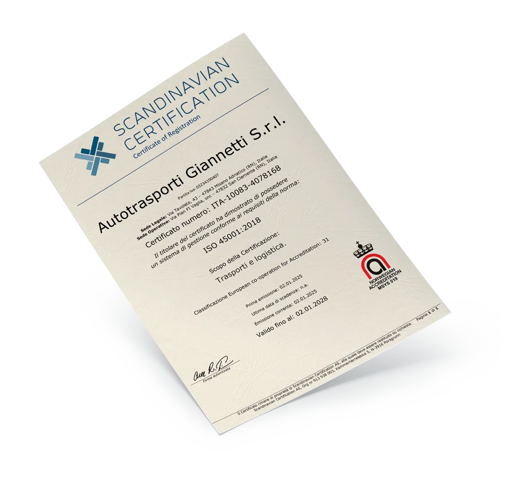 certificato iso45001