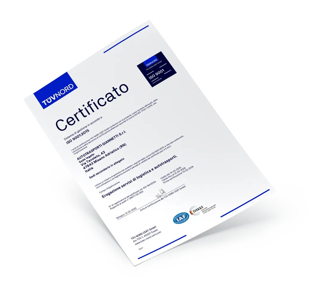 Certificato iso9001